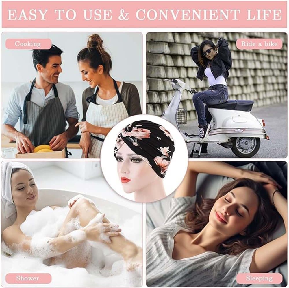 2-pack lightweight breathable elastic sleeping cap, soft and cozy night hood, one size V1188-MS-325-2111