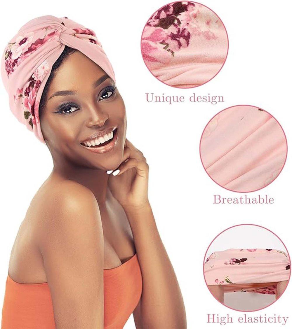2-Pack Lightweight Breathable Elastic Sleeping Cap, Soft Cozy Night Cap, Comfortable Stretchy Sleeping Hood, V1188-MS-325-2112