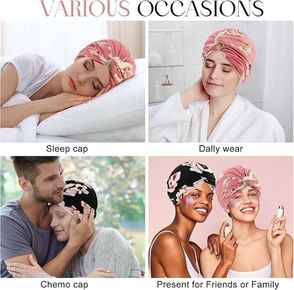 2-Pack Lightweight Breathable Elastic Sleeping Cap, Soft Cozy Night Cap, Comfortable Stretchy Sleeping Hood, V1188-MS-325-2112