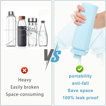 Foldable Water Bottle 600ml BPA-Free Lightweight for Travel Gym Camping, Purple V1188-MS-325-2114
