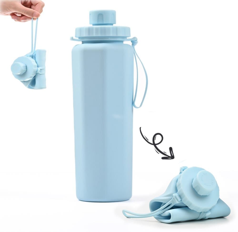 600ml Foldable Water Bottle BPA-Free Lightweight for Travel Gym Camping, Blue V1188-MS-325-2116