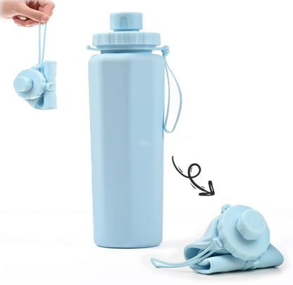 600ml Foldable Water Bottle BPA-Free Lightweight for Travel Gym Camping, Blue V1188-MS-325-2116