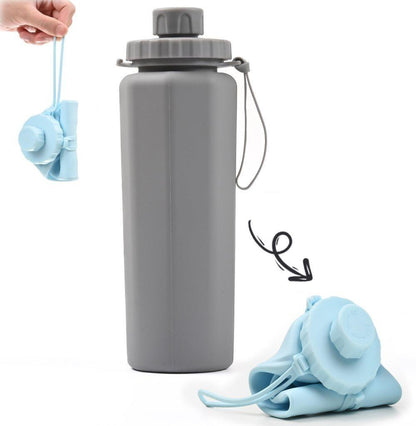 600ml Foldable Water Bottle BPA-Free Lightweight for Travel Gym Camping, Gray V1188-MS-325-2117