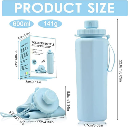 600ml Foldable Water Bottle BPA-Free Lightweight for Travel Gym Camping, Gray V1188-MS-325-2117