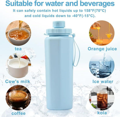 600ml Foldable Water Bottle BPA-Free Lightweight for Travel Gym Camping, Gray V1188-MS-325-2117