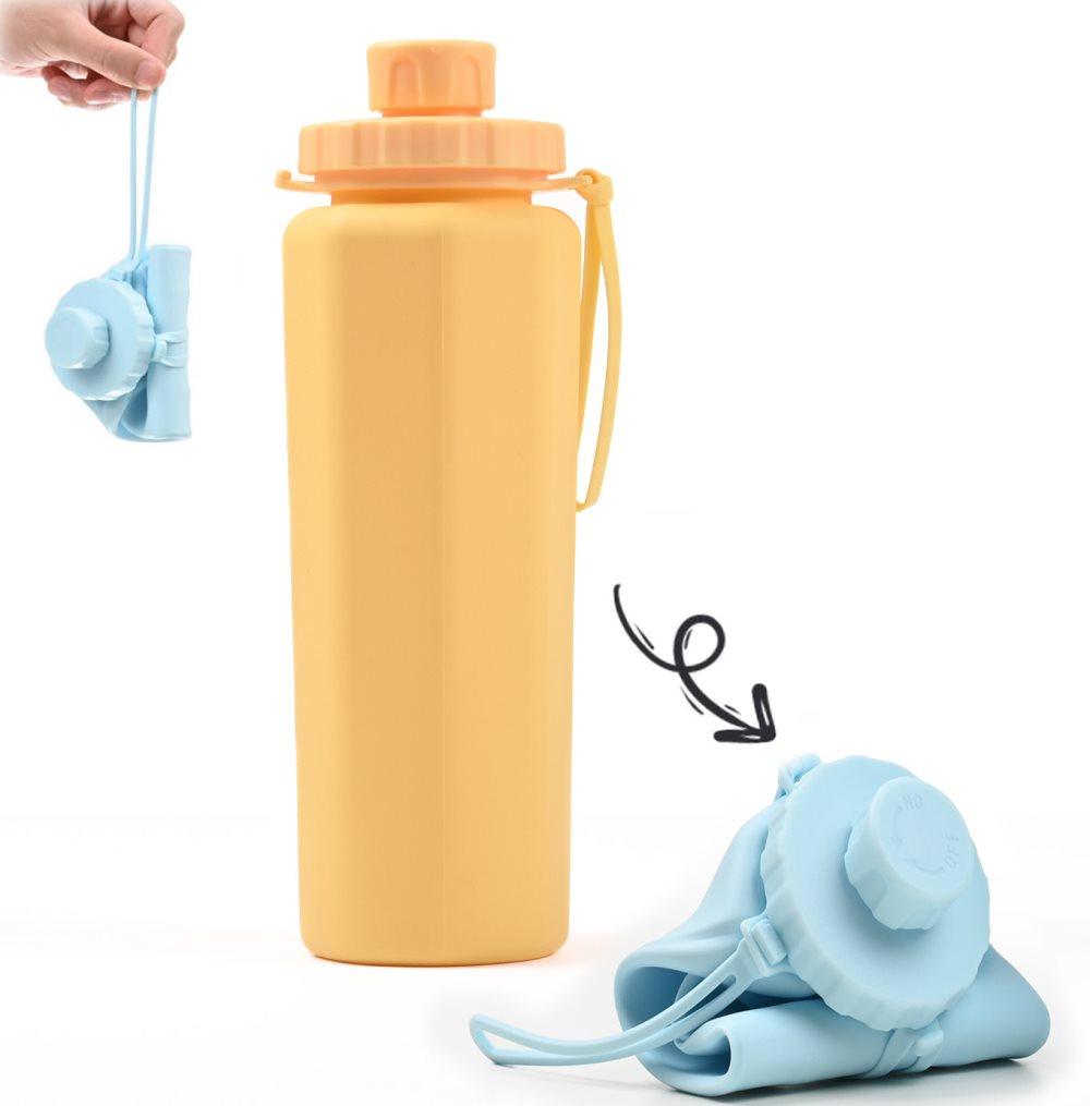 600ml Foldable Water Bottle BPA-Free Lightweight for Travel Gym Camping, Yellow V1188-MS-325-2118