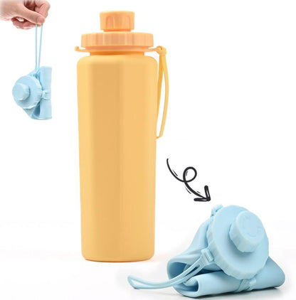 600ml Foldable Water Bottle BPA-Free Lightweight for Travel Gym Camping, Yellow V1188-MS-325-2118