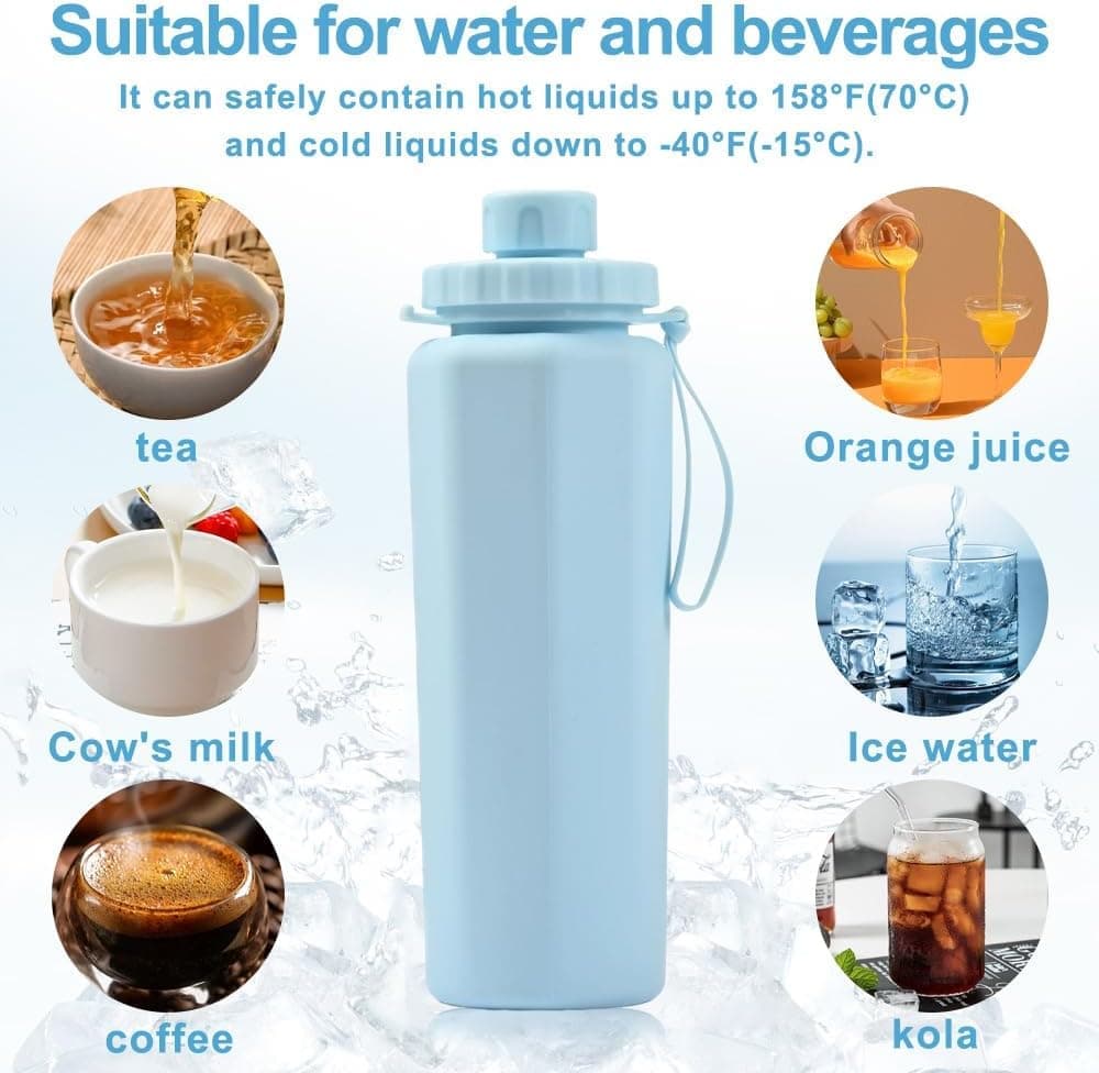 600ml Foldable Water Bottle BPA-Free Lightweight for Travel Gym Camping, Yellow V1188-MS-325-2118