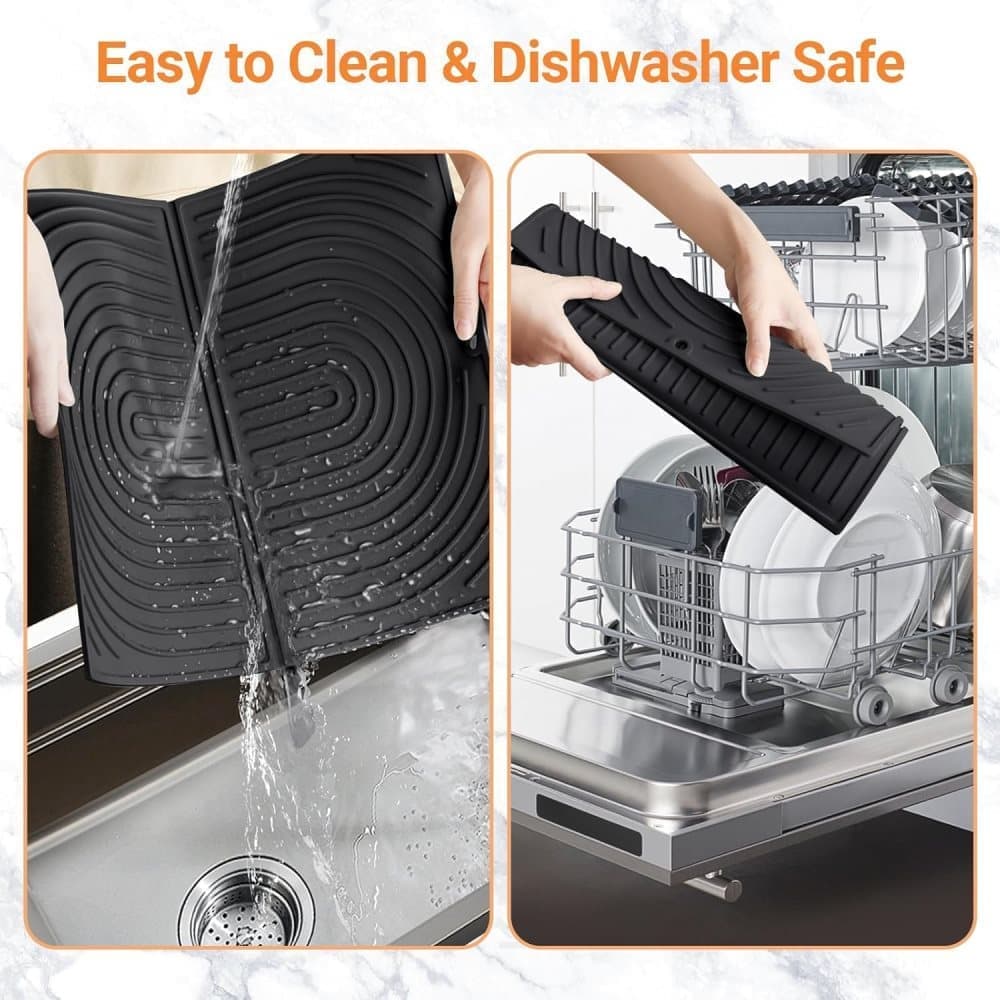 Non-Slip Foldable Silicone Kitchen Counter Mat with Water Drainage, 51cm x 41cm, Grey V1188-MS-325-2121