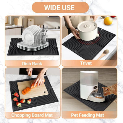 Non-Slip Foldable Silicone Kitchen Counter Mat with Water Drainage, 51cm x 41cm, Grey V1188-MS-325-2121