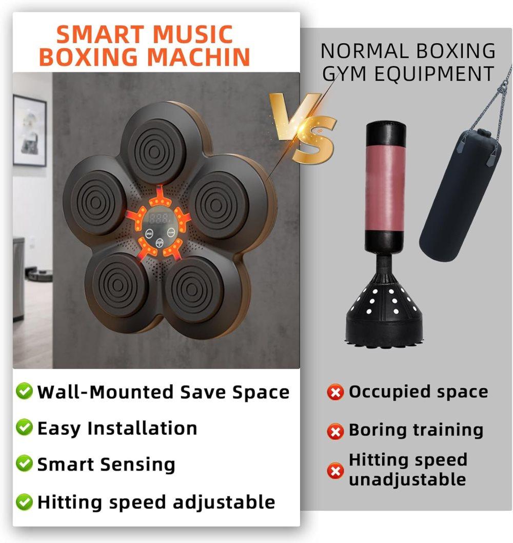 Smart Electric Boxing Trainer with Speaker, Black, Compatible with Smart Music Boxing Machine(Adults) V1188-MS-325-3205