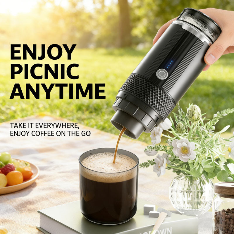 Portable Handheld Coffee Maker, compatible with K Cup Capsules and Ground Coffee, Manually Operated for V1188-MS-327-01