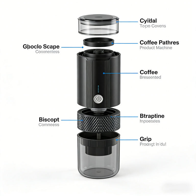 Portable Handheld Coffee Maker, compatible with K Cup Capsules and Ground Coffee, Manually Operated for V1188-MS-327-01