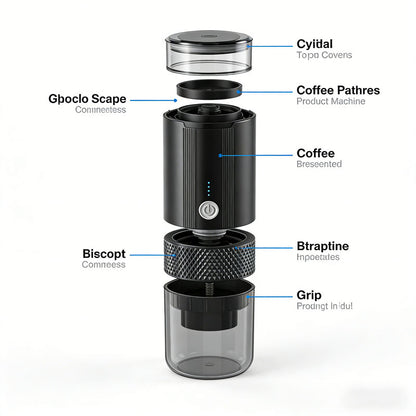 Portable Handheld Coffee Maker, compatible with K Cup Capsules and Ground Coffee, Manually Operated for V1188-MS-327-01