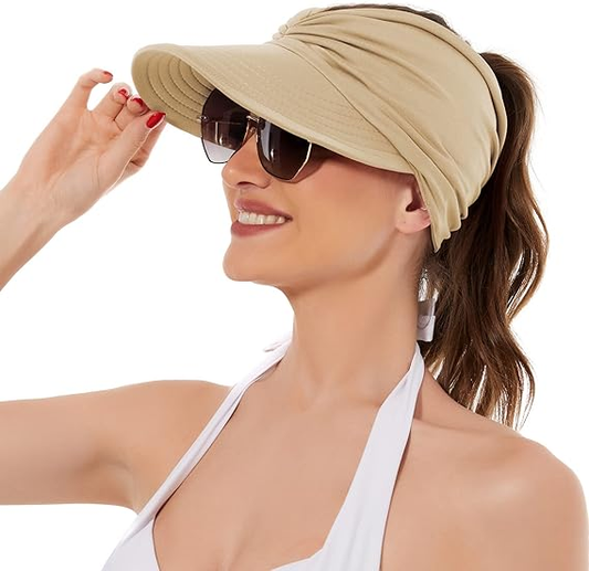 Women's UPF 50+ UV Protection Sun Visor Hat | That Girl Aesthetic High Ponytail Wide Brim Hat | Birthday Gift V1188-MS-417-0005-4