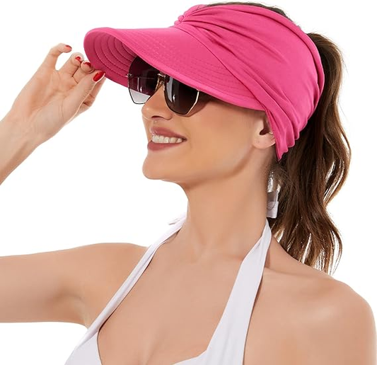 Women's UPF 50+ UV Protection Sun Visor Hat | That Girl Aesthetic High Ponytail Wide Brim Hat | Birthday Gift V1188-MS-417-0005-5