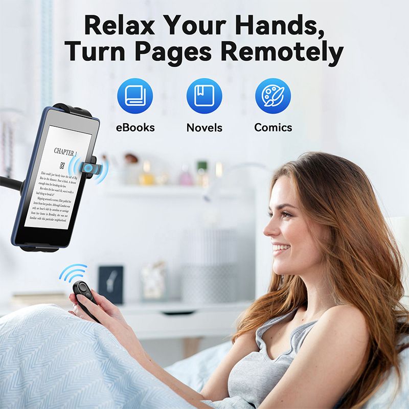 Rechargeable E-Reader Page Turner Remote with Clip - 2-in-1 Bluetooth Clicker for Kindle, Kobo, V1188-MS-417-0007
