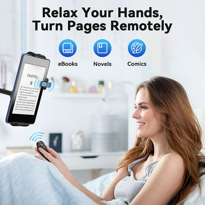 Rechargeable E-Reader Page Turner Remote with Clip - 2-in-1 Bluetooth Clicker for Kindle, Kobo, V1188-MS-417-0007