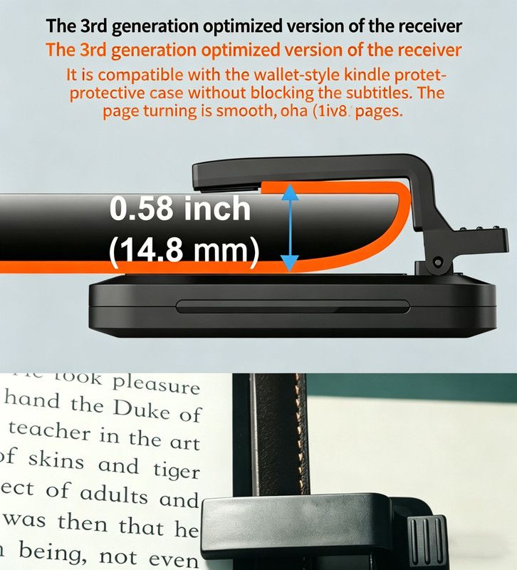 Rechargeable E-Reader Page Turner Remote with Clip - 2-in-1 Bluetooth Clicker for Kindle, Kobo, V1188-MS-417-0007