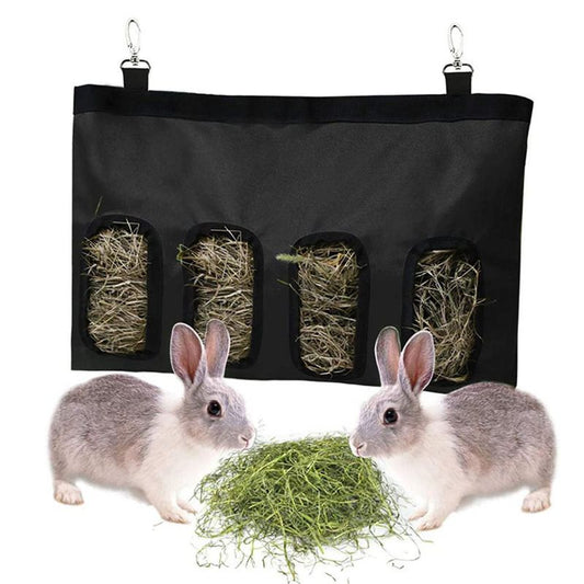 Pet Feeding Bag (Oxford Cloth) Size: two holes Color: Black for Rabbits/Guinea Pigs (1pc) V1188-MS-424-0008