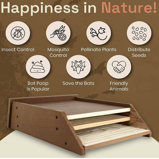 Bat House (Wooden) Size: 240mm*83mm*93mm Color: Brown for Bats Outdoor Use (1pc) V1188-MS-424-0014