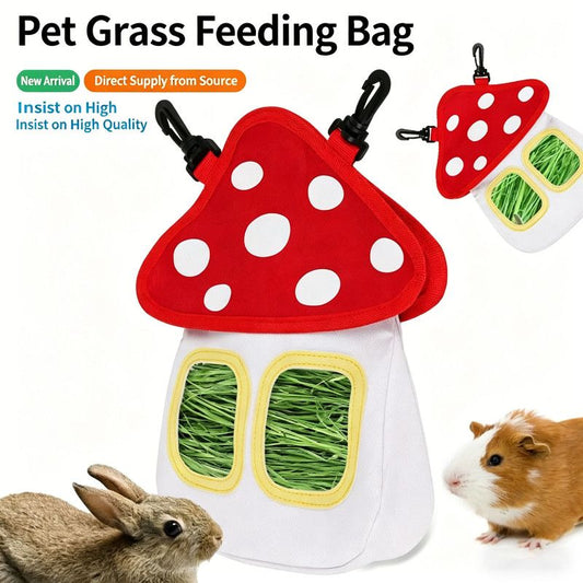 Pet Hay Feeder Bag (Oxford Cloth) Size: 280mm*230mm*50mm Color: Red/White for Rabbits/Guinea Pigs (1pc) V1188-MS-424-0020