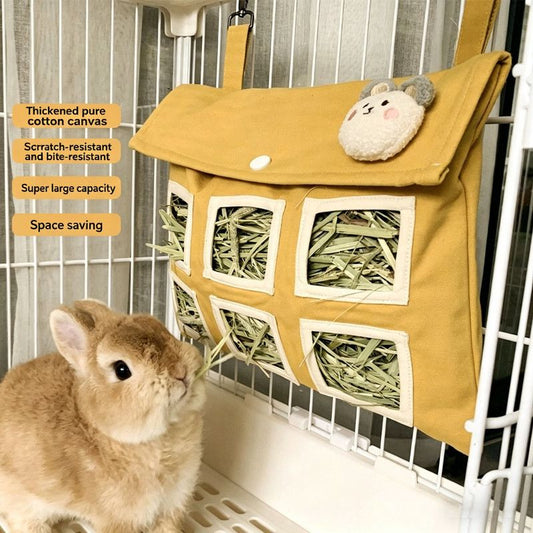 Hanging Hay Bag (Cotton Canvas) Size: 225mm*155mm Color: Yellow for Rabbits/Guinea Pigs (1pc) V1188-MS-424-0021
