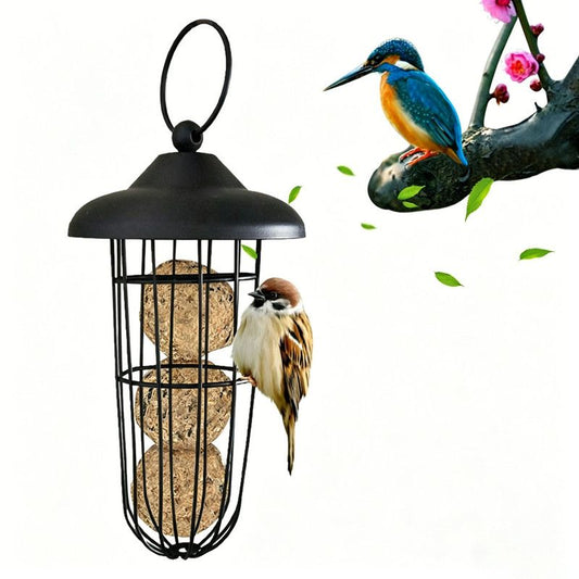 Hanging Bird Feeder (Metal) Size: 100mm*190mm Color: Black for Birds Outdoor Use (1pc) V1188-MS-424-0022