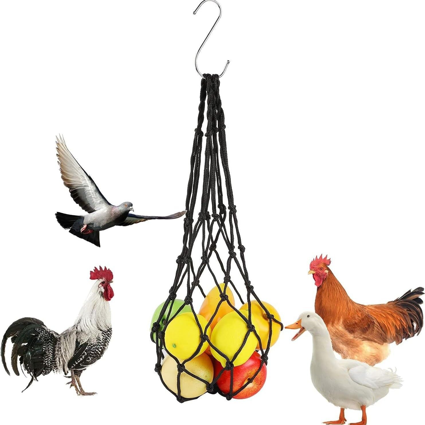 Hanging Feeding Net Bag (Nylon) Size: 570mm Color: Green for Parrots (2pc) V1188-MS-424-0025