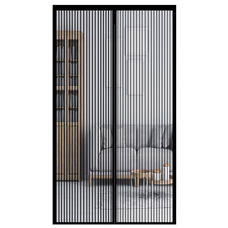 Magnetic Door Screens - 80x210 cm Self-Closing - High-Density Insect Mesh - No Drilling Required - Black V1188-MS-429-0001