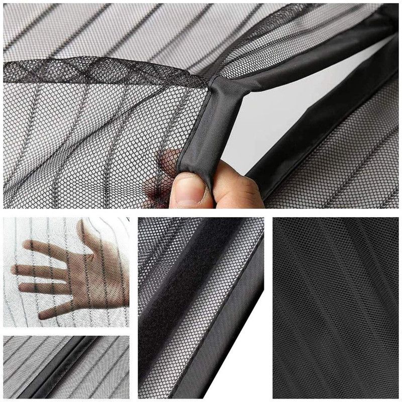 Magnetic Door Screens - 120x210 cm Self-Closing - High-Density Insect Mesh - No Drilling Required - Black V1188-MS-429-0001-3