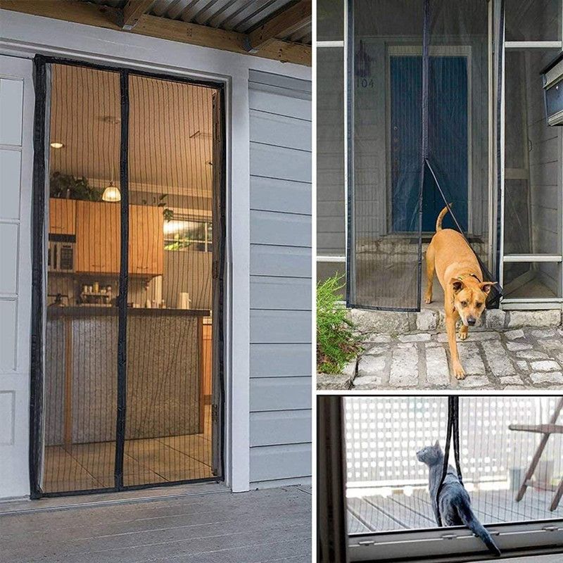 Magnetic Door Screens - 100x210 cm Self-closing - High-Density Insect Screen - No Drilling Required - Grey V1188-MS-429-0003-2
