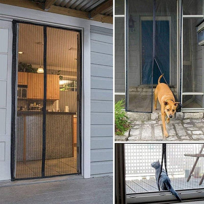 Magnetic Door Screens - 100x210 cm Self-closing - High-Density Insect Screen - No Drilling Required - Grey V1188-MS-429-0003-2
