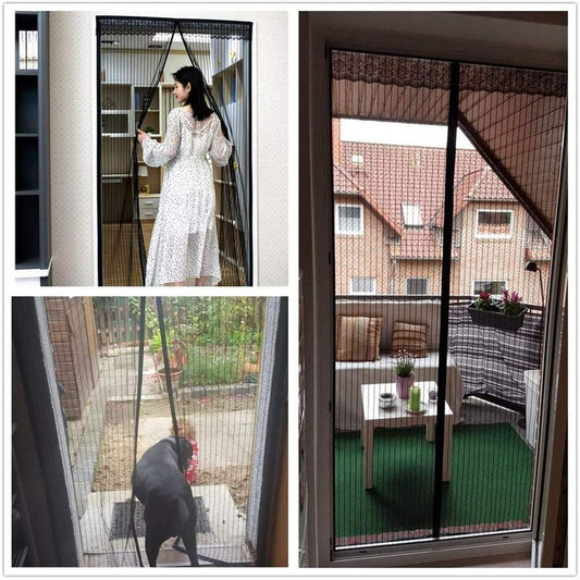 Magnetic Door Screens - 120x210 cm Self-closing - High-Density Insect Screen - No Drilling Required - Brown V1188-MS-429-0004-3