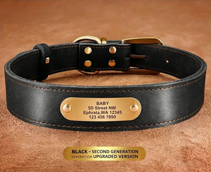 Premium Genuine Leather Dog Collar/Durable Real Leather Adjustable Collars For Male Female(XS,Black) V1188-MS-430-1674-18