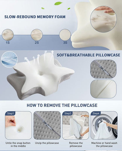 Ice Silk Butterfly-Shaped Memory Foam Pillow | Ergonomic, Orthopedic, Sleep-Aiding, Suitable for Three V1188-MS-514-001