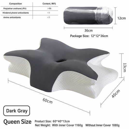 Ice Silk Butterfly-Shaped Memory Foam Pillow | Ergonomic, Orthopedic, Sleep-Aiding, Suitable for Three V1188-MS-514-002