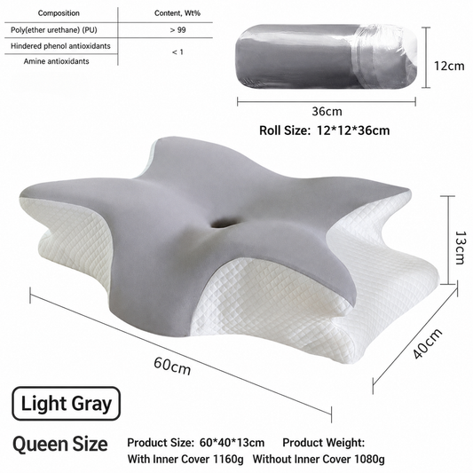 Ice Silk Butterfly-Shaped Memory Foam Pillow | Ergonomic, Orthopedic, Sleep-Aiding, Suitable for Three V1188-MS-514-003