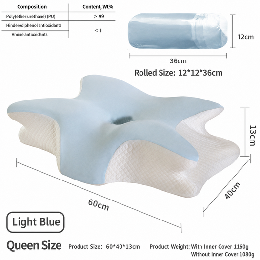 Ice Silk Butterfly-Shaped Memory Foam Pillow | Ergonomic, Orthopedic, Sleep-Aiding, Suitable for Three V1188-MS-514-004