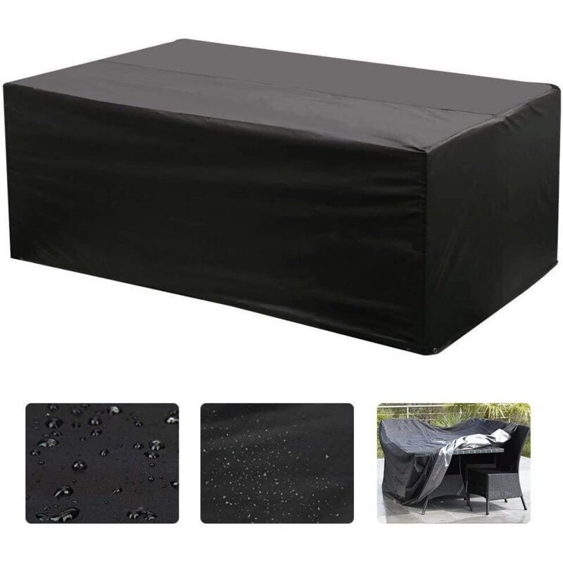 Rectangular Table Cover for Garden Furniture, UV Protection, Black, 150 x 130 x 90 cm V1188-MS-520-002
