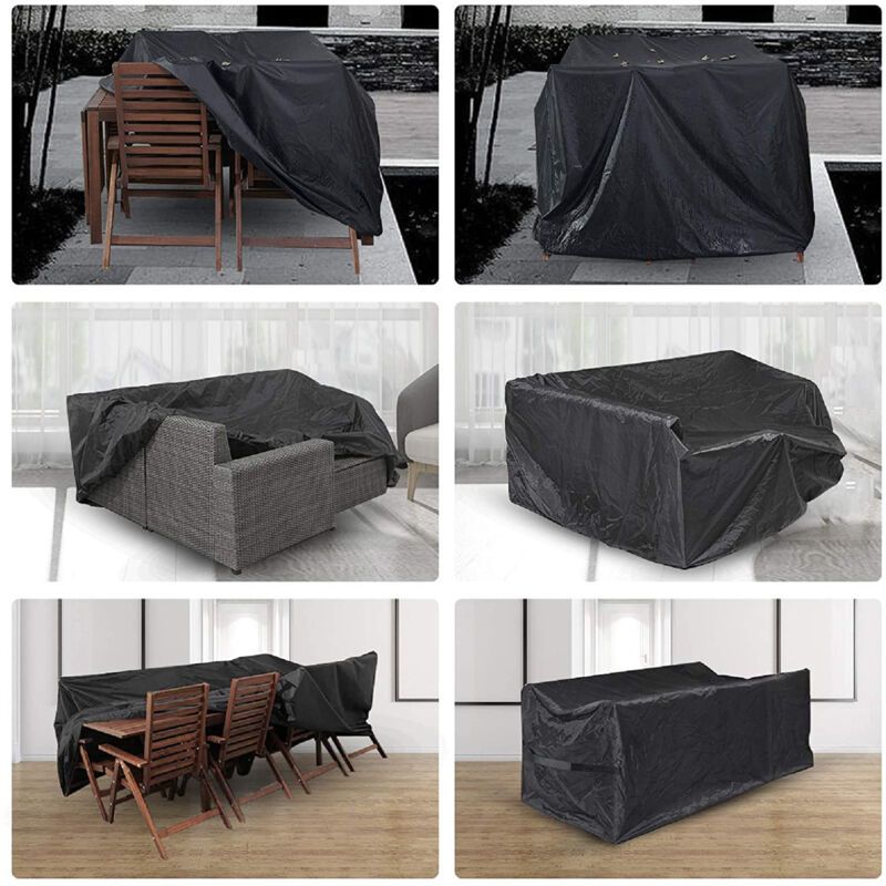 Rectangular Table Cover for Garden Furniture, UV Protection, Black, 150 x 130 x 90 cm V1188-MS-520-002