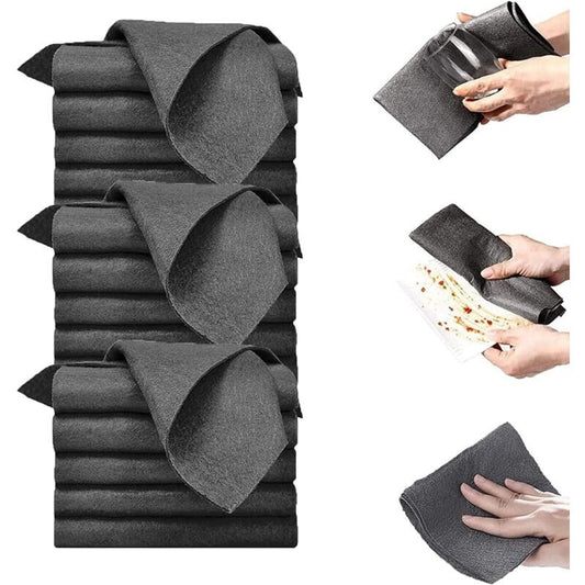 15 Pack Magic Cleaning Cloth, Reusable Cleaning Cloths for Windows, Kitchen, Glass and Cars, Black, 7.9 x V1188-MS-520-004