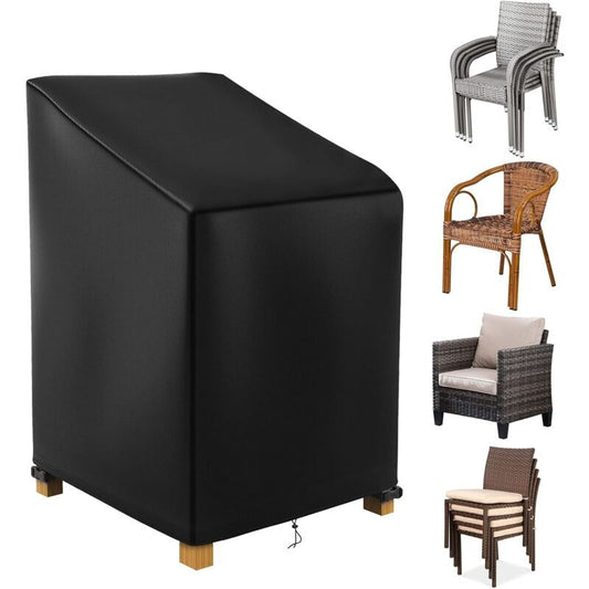 Garden Chair Cover, 420D Oxford Waterproof Stackable Outdoor Chair Cover, Black, 70 x 70 x 85/125 cm V1188-MS-520-005