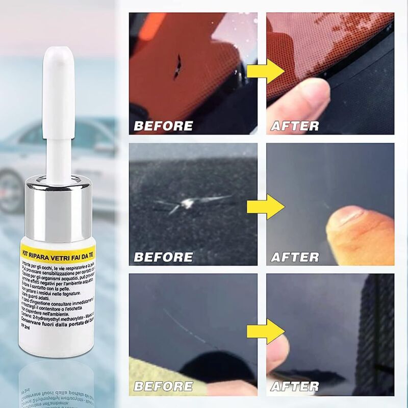 Windshield Repair Kit, Cracked Glass Repair Glue for Chips, Bubbles, Star and Half Moon Cracks V1188-MS-520-009