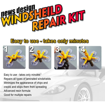 Windshield Repair Kit, Cracked Glass Repair Glue for Chips, Bubbles, Star and Half Moon Cracks V1188-MS-520-009
