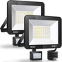 2 Pack LED Floodlight with Motion Sensor, 50W 5000LM 7000K Cool White, IP67 Waterproof V1188-MS-520-014