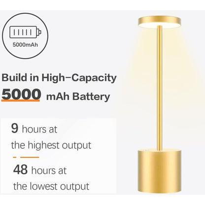 Table Lamp, Rechargeable Wireless LED Metal Desk Lamp, 5000mAh USB Charging, 3 Color Modes V1188-MS-520-016