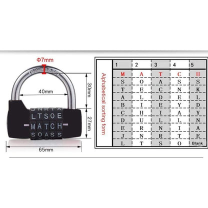 Combination Padlock, Waterproof Rustproof Code Lock, 5 Letter Padlock V1188-MS-520-018