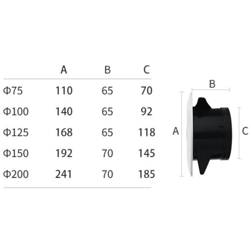 Ventilation Vent with Protective Grille, ABS, 75 mm V1188-MS-520-022