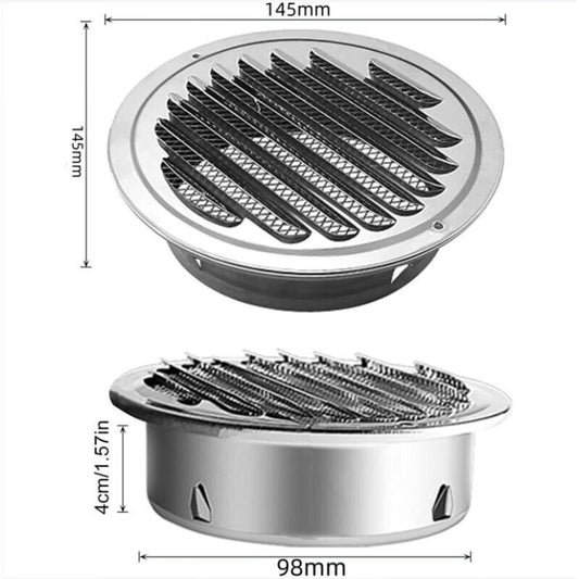 Round Ventilation Grille, Stainless Steel Vent Grille with Net, for 100 mm Opening V1188-MS-520-024